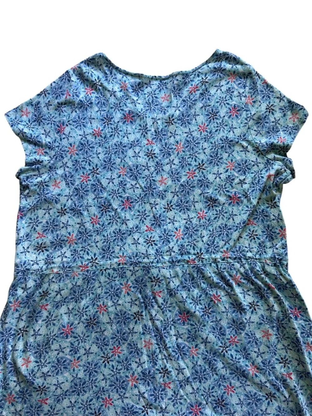 Talbots 100% Cotton T Shirt Dress Drawstring Waist Size 3X Floral Sand Dollar - Picture 10 of 11